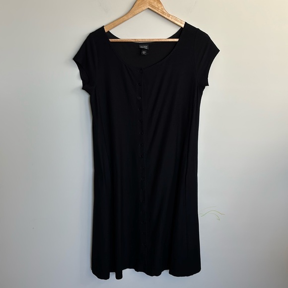 EILEEN FISHER Black Button-Front Shirt Dress – Size SP - Picture 2 of 12